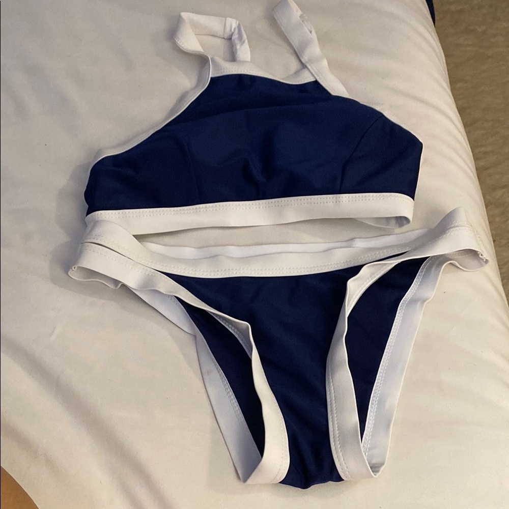 Kids Swimwear Set in Navy and White